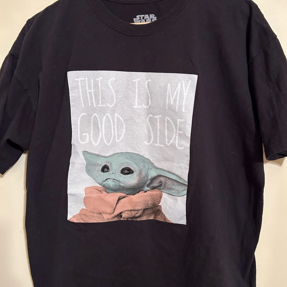 Star Wars Baby Yoda Shirt XL Black "This is my Good Side" Short Sleeve